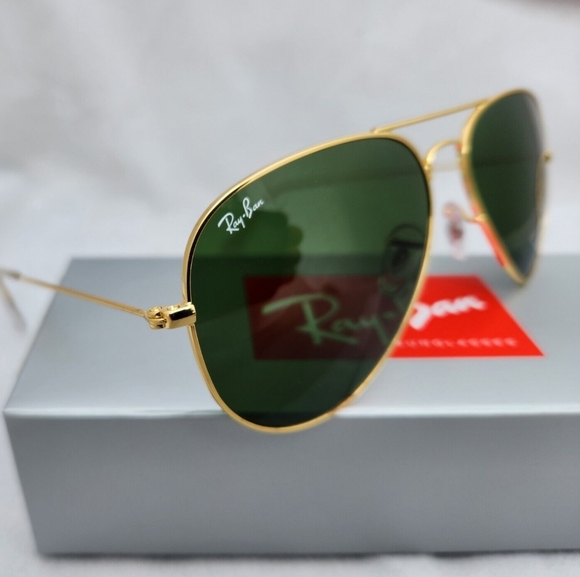 LIKE NEW RayBan Aviator RB3025 Green G15 Lens Ray ban Sunglasses - Picture 4 of 14